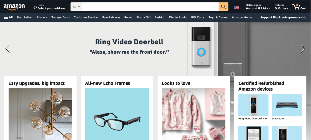 Amazon front page
