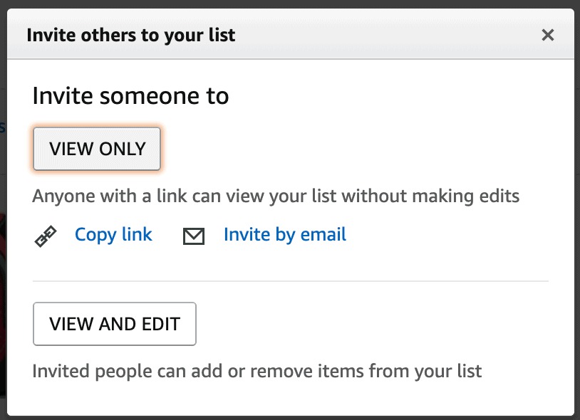 How to share your Amazon wish list to view only