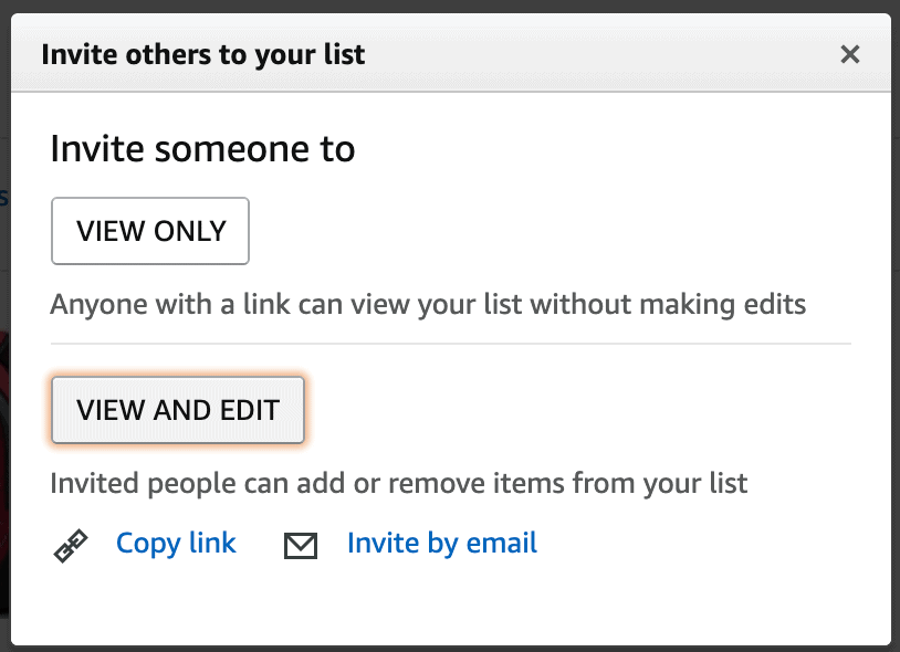 Share your Amazon wish list to View Only