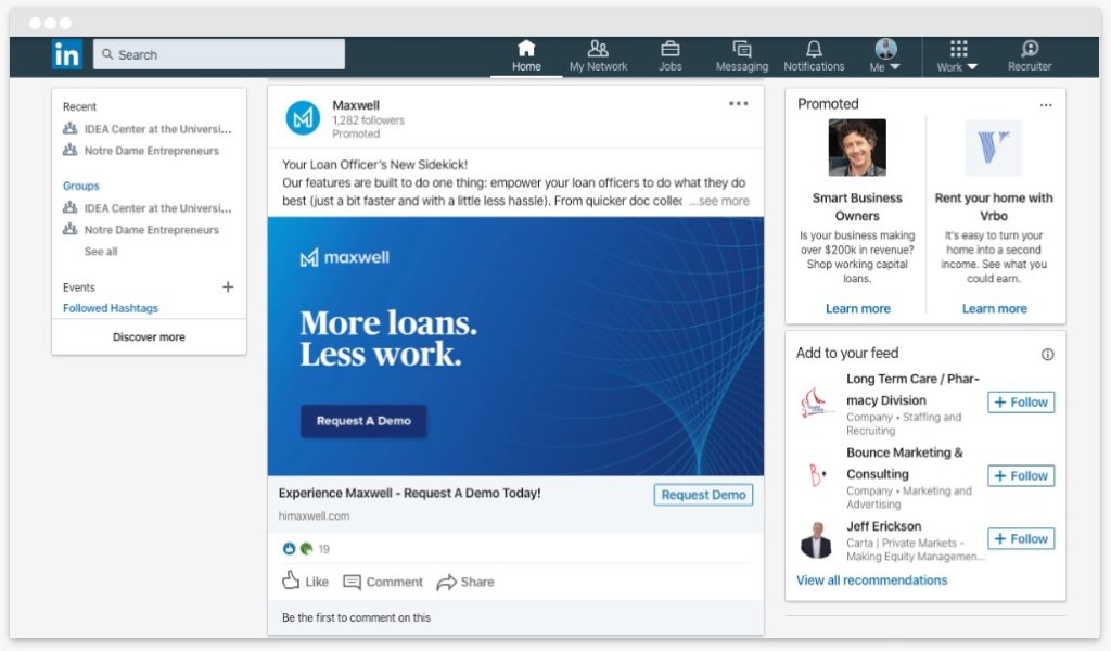 Where to place a client's image and videos ads in 2021? LinkedIn!