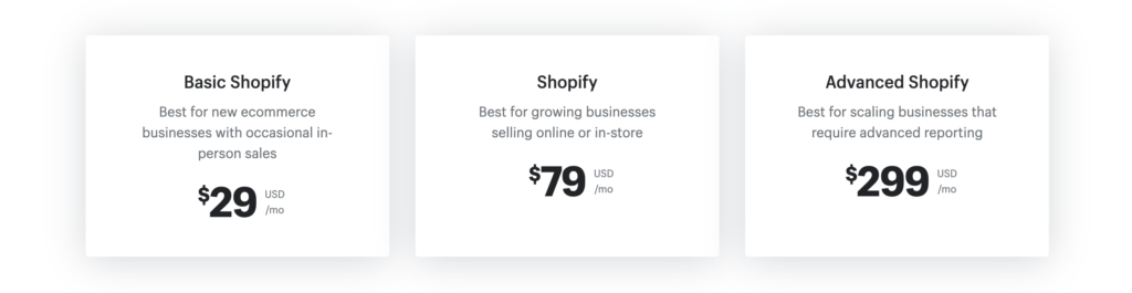 Shopify vs Big Cartel Pricing