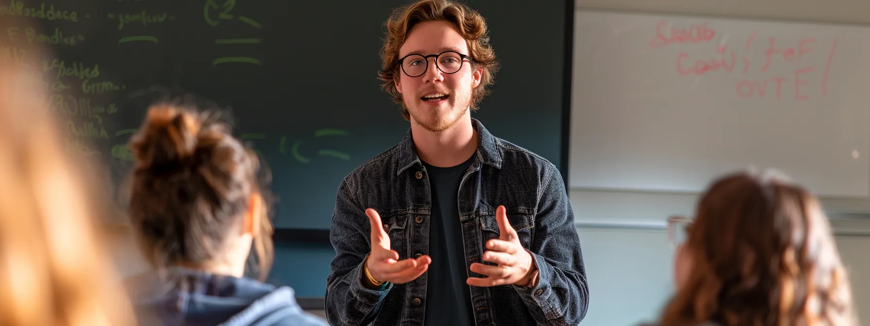 a young entrepreneur, justin woll, passionately teaching a group of students about e-commerce strategies at bsf e-commerce university.